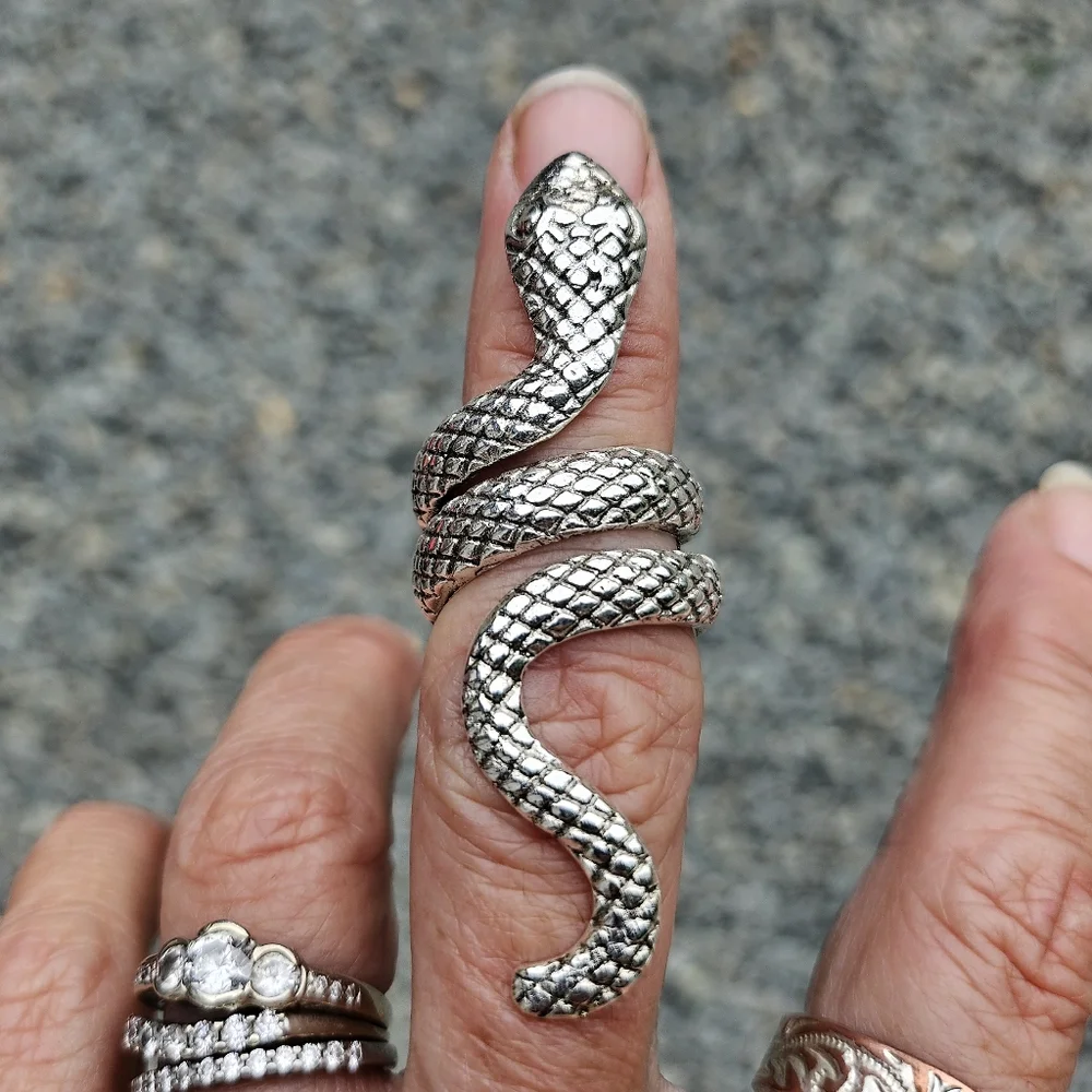 NWT Elegant Silver Snake Ring for Reptile Lovers